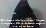 A survivor of rape speaks out, while concealing her face behind a scarf.