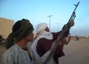 A still from a video showing people shooting in Northern Mali.